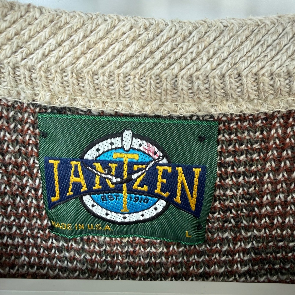 Vintage Jantzen Mens Patchwork Geometric Knit Sweater Large Made in USA Cosby - Picture 6 of 6